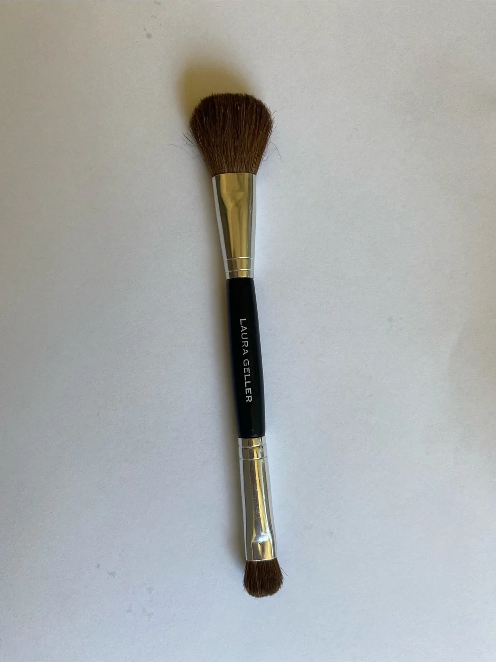 Laura Geller Black Double-Ended Makeup Brush with Brown Bristles new no tags